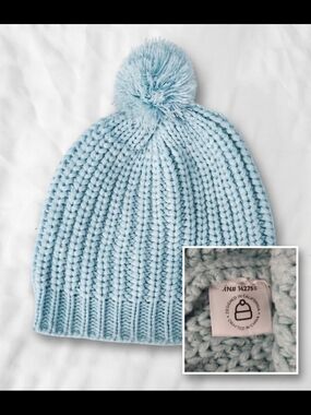 ​Krochet Kids Light Blue Chunky Knit Beanie with Pom Pom